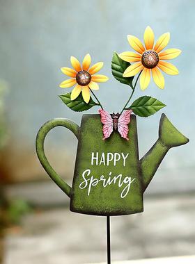 花园装饰户外铁艺造水壶院阳台插件插牌t5668021布置景别墅林园庭