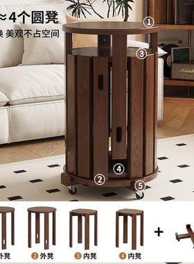 实木凳可放叠组合圆凳家用客厅餐子桌凳11111111收纳备叠用叠乐板