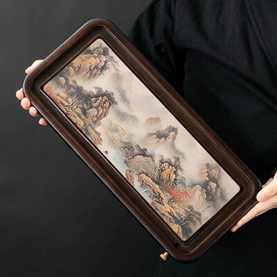 潮变色茶盘竹制茶台家tssc0001储水排水国两茶用山水中式具托盘用