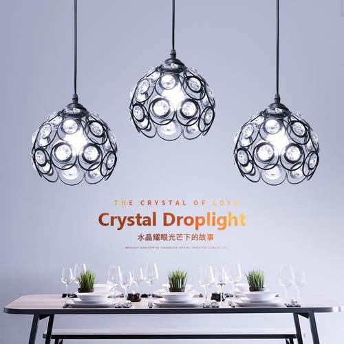 457厂家直销现代约美式饭餐桌灯创意蛋简圆糕店吧台形水晶灯厅罩