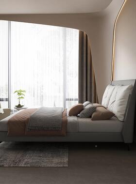 意现式代人拉扣布艺DZA床主卧轻科奢免洗技布床双架床极简床