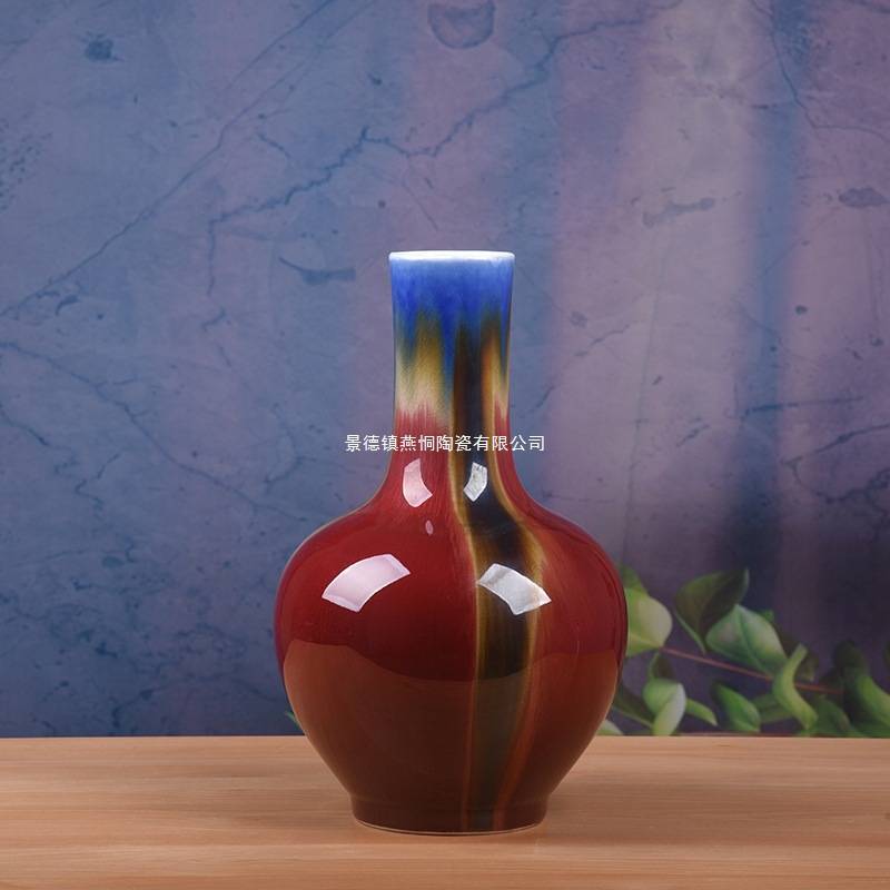 陶瓷花瓶工艺品创意家居摆件窑变裂纹釉欧式花器桌面电视柜样板房