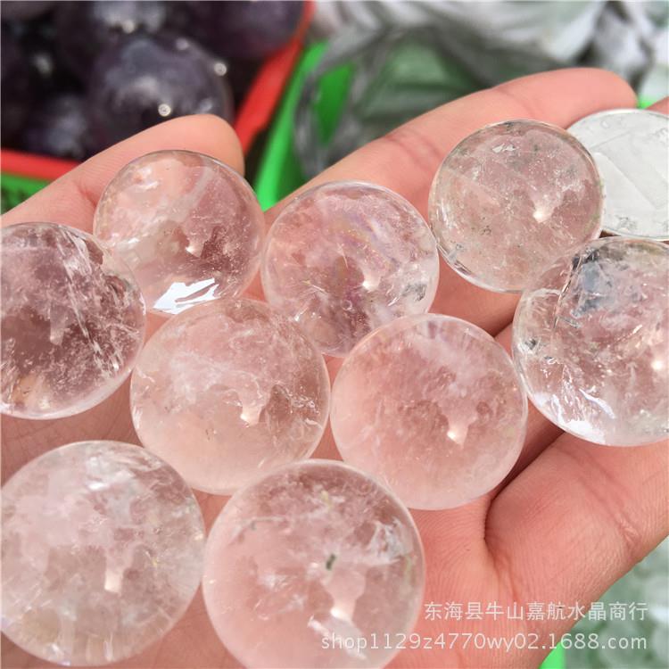 嘉航水晶c白-水晶球摆件23sjq05m白水晶居原石小球家摆件