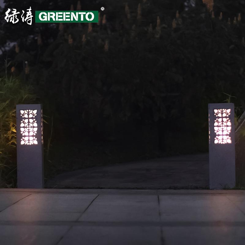 水泥色仿石工树脂草坪灯程款LT-6208偏光木纹木色草灯公草地灯坪