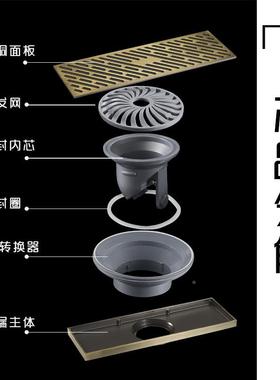 全铜加厚1加重长形地漏防臭08041长方x方30防反地水器卫生间淋浴
