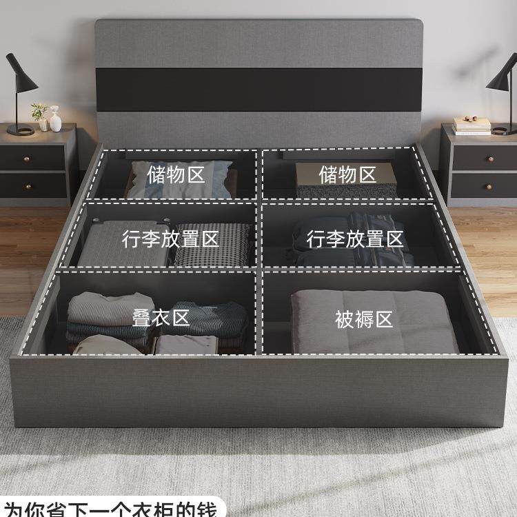 床现代简约双人床纳主卧15米榻榻米PEO储床出租房专用床物板式.收