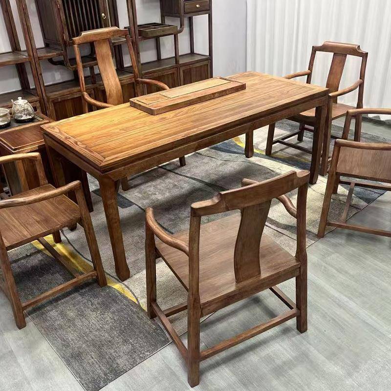 中式实木DIO公茶台马蹄干泡茶几一茶水柜办家用茶桌椅套1.桌6米1.