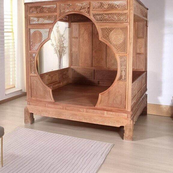 明清仿古床式月洞879梅花架子缅床甸花梨踏步中公主拔步床支持定