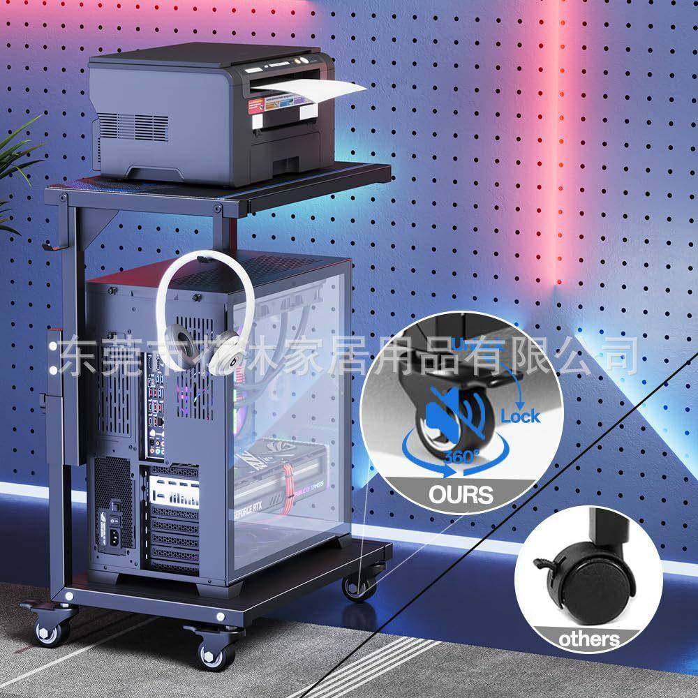 亚马逊新款PLN主电脑托架可移动调节高度属金台式电脑主机机塔式