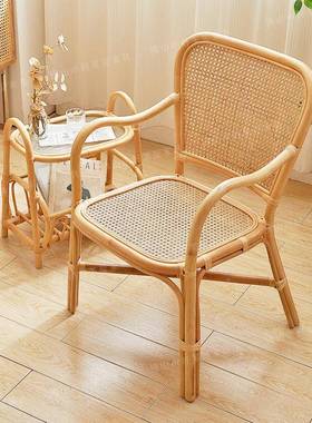 然尼印椅真藤休闲餐椅印尼藤手工成人HLW23-03藤简约民宿酒店藤编