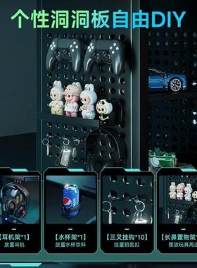 实木白AA100G7色小型电竞台桌机可移动脑桌式可放电主迷你洞洞板