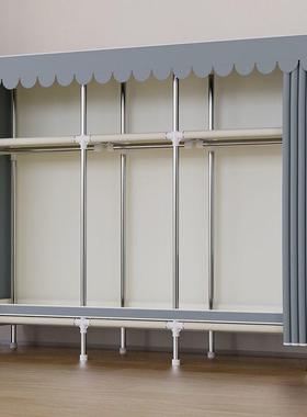 简易衣柜租MUV家用卧室出组装大钢管加固加粗加厚收纳柜号房布衣