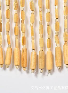 复古色竹片门本帘实木帘卫生间客厅玄关隔断门ali-6844珠门挂帘免