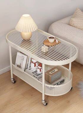 简约沙发户型椭圆边几客厅奶油IYC移室风茶几小桌小子卧玻璃动小