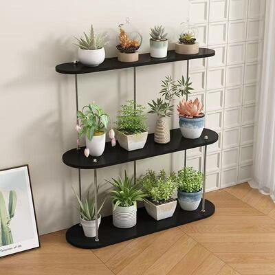 可实木花落架可置物架客厅带轮移动地式多层室内不锈钢88309调节