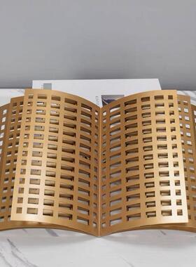 金属书本间打开雕塑摆件40607房样板童别墅书房儿镂空家居软装饰