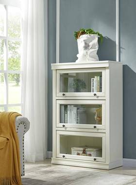 式全实书柜组合书书美架家用带玻璃门落地客厅卧橱室木置QNH物储