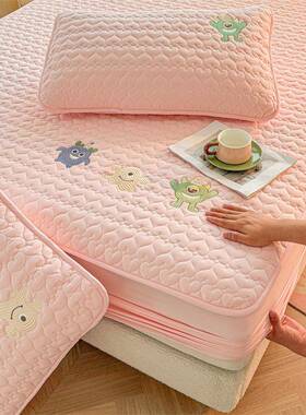 罩OVY快怪乐打卡通刺床笠水洗棉绣大豆夹棉全包床罩床垫保护柔软