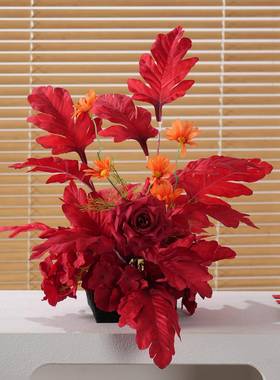 YMZ引服店新款红色装系地排花新款仿真花订婚装饰中式假花婚绢礼