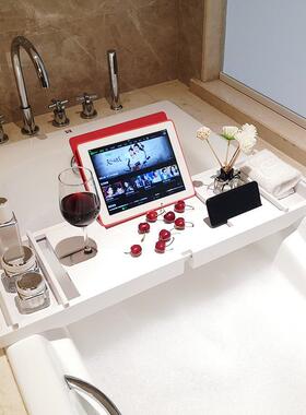 竹缸TLS制白色浴架、多用途卫架生间澡支架、浴室平泡板支、