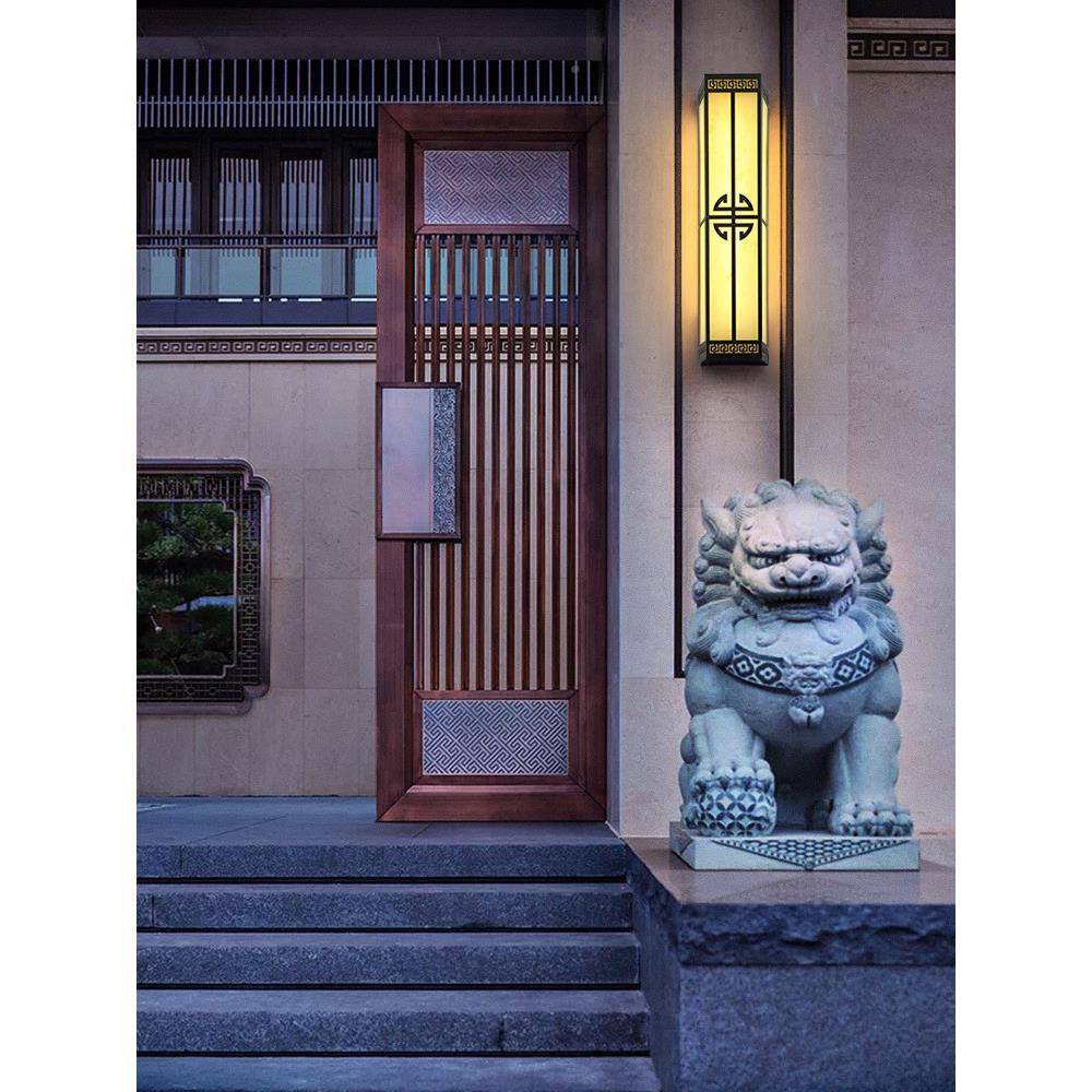 新中式户外壁灯仿石别墅会酒所过道庭大院门店灯室外防88388水长条云灯