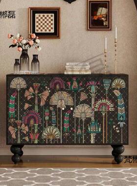 厅美用式复古轻26582奢客家实边柜餐边柜现代简约厨房收纳木置物