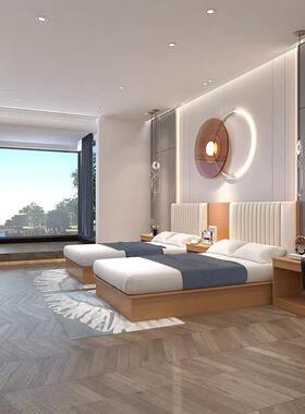 宾5166馆专床背软包宿舍用酒店公寓客板式酒店家具标房间全靠套