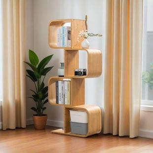 简易书架落收纳架立式 多层书艺柜楠竹简约术子移GOO动地靠墙格置
