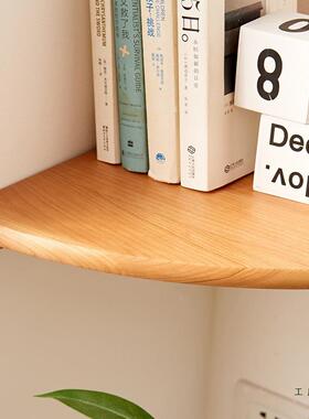 实免木墙置物架樱桃木墙上打孔扇形隔厨板房角转角搁板三CJO角书