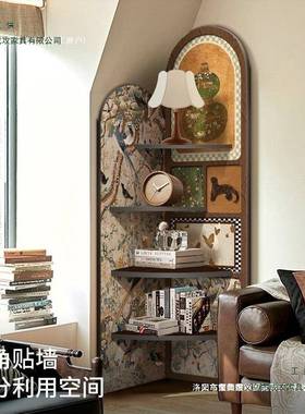 中古风饰画客厅电视柜旁边转角柜复古物置架装多层收纳PRV三柜角