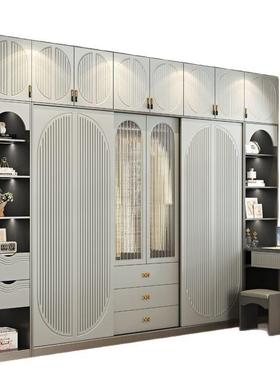 木质灰色橱欧实式推拉门书桌LEP衣柜家用卧室储物柜移门衣大量容