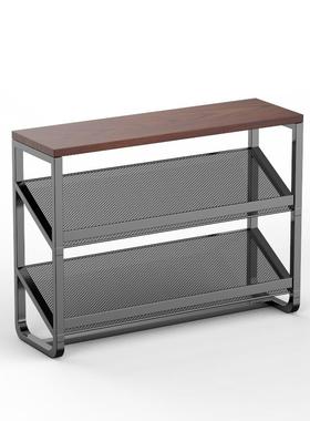 复古实木墙上书架置物架铁壁挂一字板艺客厅卧室墙隔壁装BEB层饰