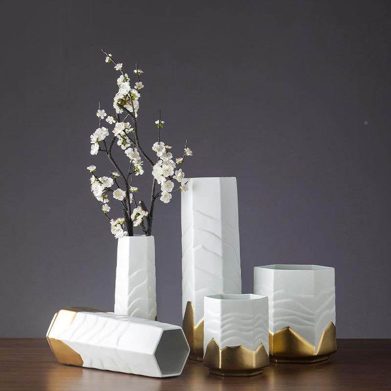 客白色花瓶摆件富贵竹水养厅真创仿意欧式插LTW花轻奢电视柜装饰