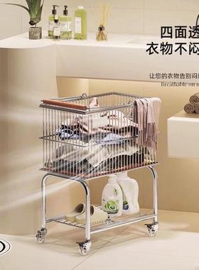 用中古脏衣双篮层衣服收纳筐小推车置物架家浴室CYZ卫间移动脏衣