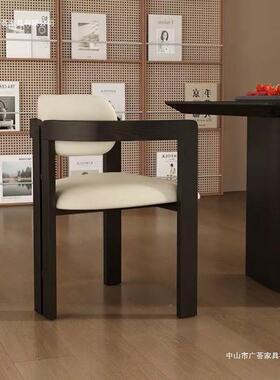 泰拉白木茶椅ACK法式复古轻椅蜡子奢全实木扶马手餐椅家用靠背椅