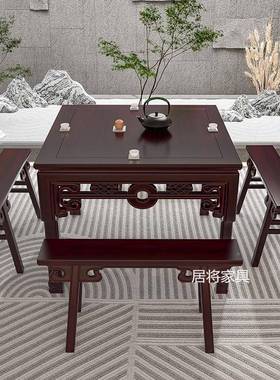 八仙实木正方形四方桌子老农村式堂屋64220仿桌古新中式老桌款餐饭桌