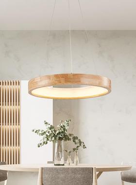 日式简约原木餐厅吊34634圆环新房办书公室灯具创意个性款卧灯室灯饰