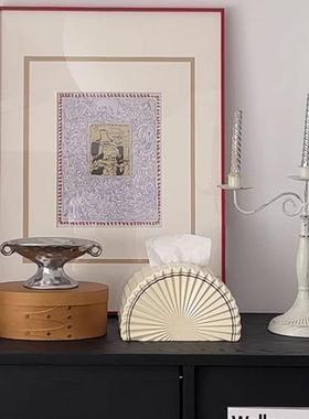 现代轻高档扇子纸巾盒创意摆件居奢样板间酒店民宿客AYR厅茶几家