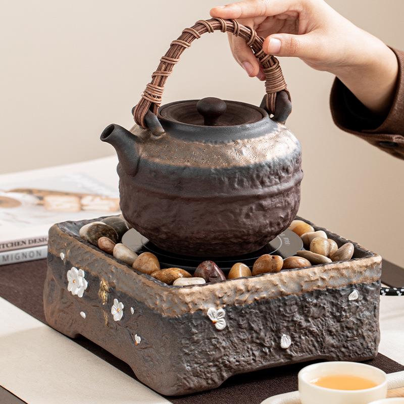 陶瓷茶陶粗煮茶炉电陶炉电热中式煮茶器蒸套器提梁煮茶壶装JMY家