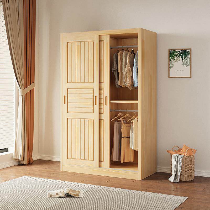 家用儿童宝ASM宝卧门室实木衣柜易组装推拉2025纯新款简原木衣橱