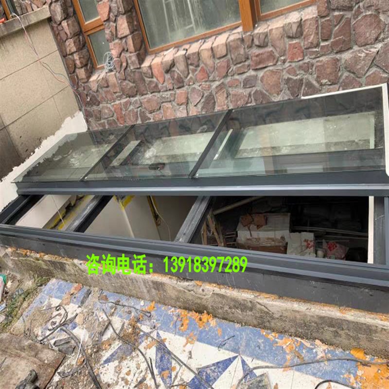 电动智能遥控平移折叠天窗定制地下室天井窗钢化玻璃雨棚顶