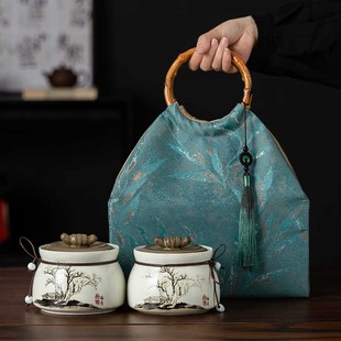 手工布包茶叶密封罐包装 碧螺春毛尖绿茶白茶普洱茶红茶空盒定制