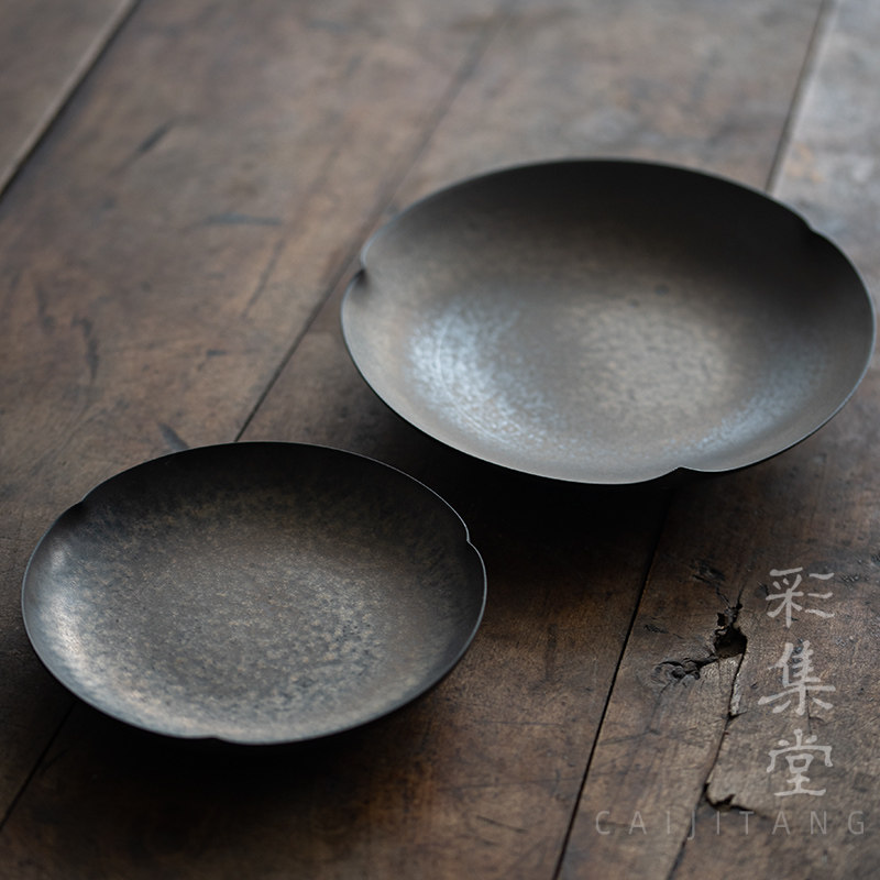 彩集堂 复古花口盘壶承 茶壶托盘茶点盘茶碗底托茶室果碟小文盘