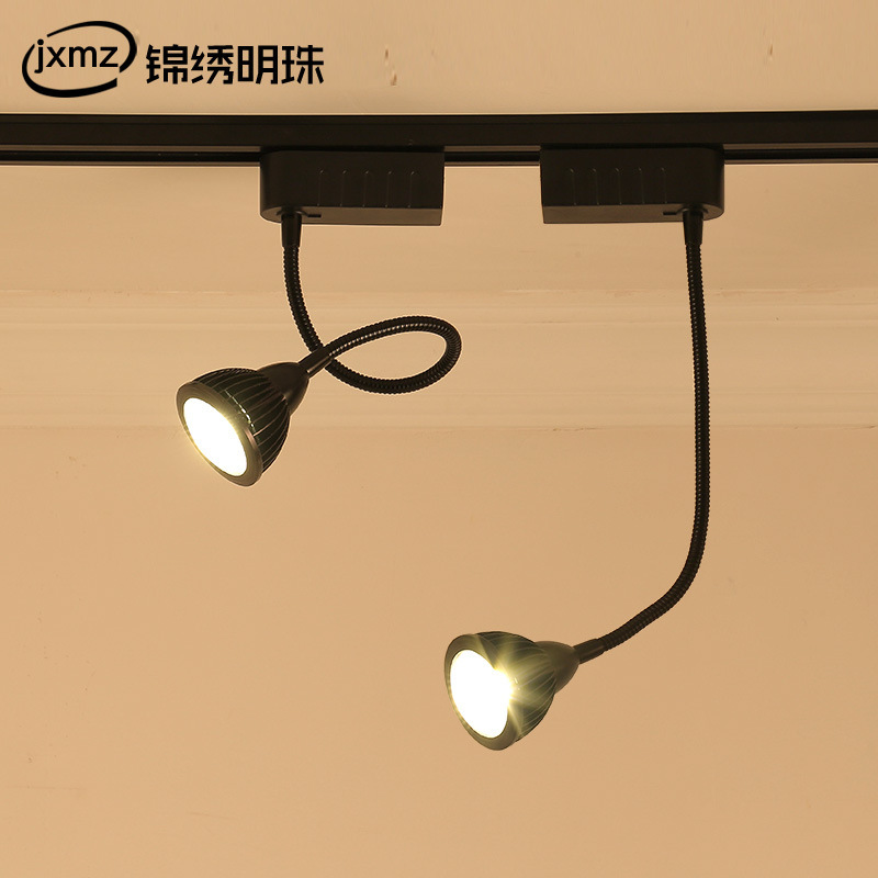 诺尔德LED加长软管明装轨道射灯cob吸顶3w5w7w床头壁灯背景墙万向
