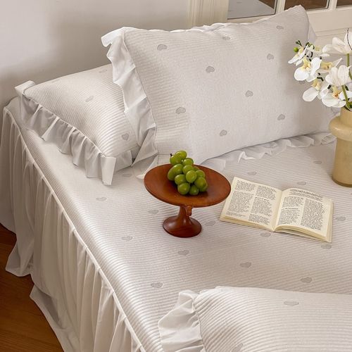 A类母婴级高端冰丝凉席三件套床裙夏季公主风爱心可机洗空调软席