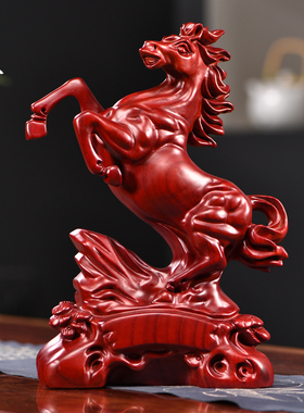 红花梨木雕生肖马摆件红木立马成功家居办公装饰开业乔迁工艺礼品