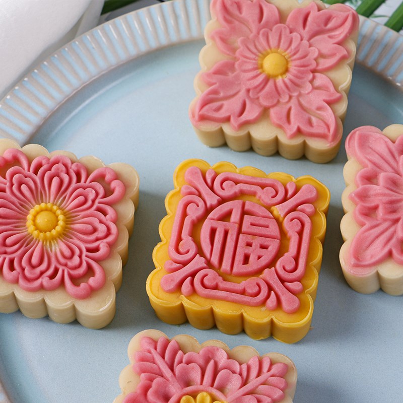 如意坊方形月饼模具新款按压手压式家用定制国风202绿豆冰糕广式