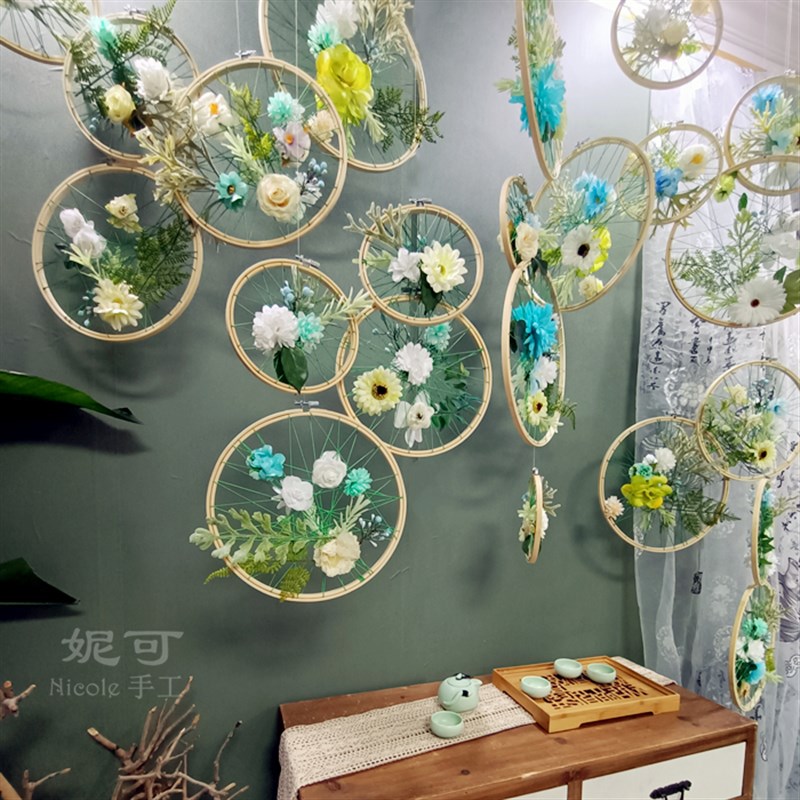 圆花环幼儿园挂饰商场七夕美陈布置中庭活动顶棚悬挂装饰摄影道具