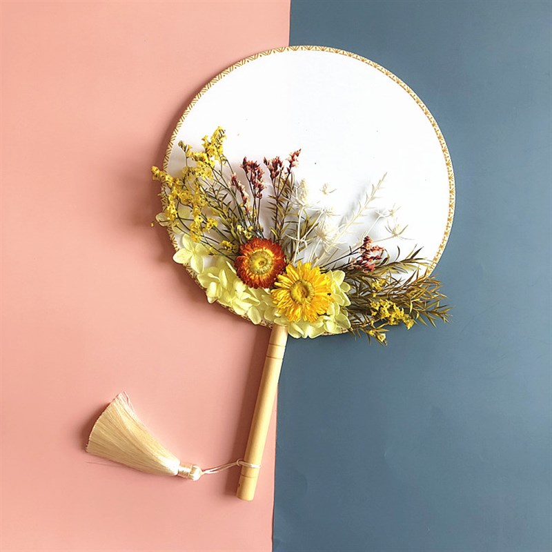 永生花diy材料包古风团扇 干花花艺亲子母亲节活动团建花艺课材料