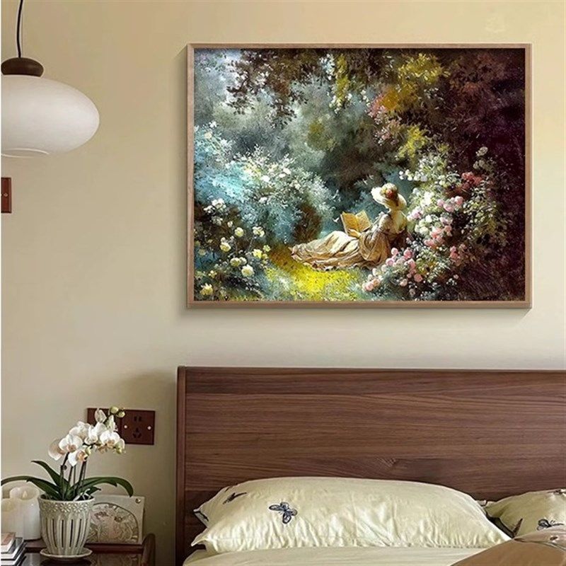 法式春天花园文艺挂画客厅书房卧室墙壁挂画欧式花园风景装饰画